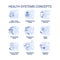 Health systems light blue concept icons set