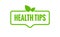 Health tips vector organic badge illustration. Healthy tips bio fresh icon.