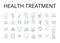 Health treatment line icons collection. Medical care, Wellness program, Disease management, Therapeutic approach