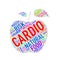 Healthcare apple shape wordcloud cardio