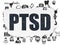 Healthcare concept: PTSD on Torn Paper background