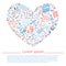 Healthcare doodles shaped in heart. Vector template.