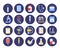 Healthcare industry round flat vector icons set