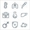healthcare line icons. linear set. quality vector line set such as ambulance, protection, female, liver, tube, first aid kit,