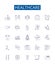 Healthcare line icons signs set. Design collection of Care, Healthcare, Medicine, Treatment, Wellness, Diagnosis, Mental