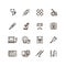 Healthcare medical equipment and hospital line vector icons