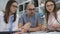 Healthcare, medical: Team of experts doctors examining medical exams in a medical office. Three doctors at the Desk in