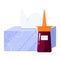 Healthcare and medical treatment concept. Box of tissue and nosal spray