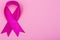 Healthcare, medicine concept. Pink breast cancer awareness ribbon and help illness people