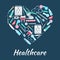 Healthcare medicines vector heart poster