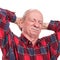 Healthcare, pain, stress and age concept. Sick old man. Senior man suffering from headach over white background