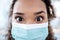 Healthcare portrait, mask and eyes of dentist for medical care, dental consultation and wellness. Safety, dentistry and