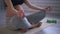 Healthcare and prenatal yoga pregnant lady meditates in room Spbd