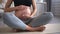 Healthcare and prenatal yoga pregnant woman Spbd in lotus pose