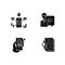 Healthcare service black glyph icons set on white space