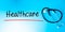 Healthcare Sign.Text underline with red line. Isolated on blue background with stethoscope. Health concept