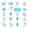 Healthcare thin line icons, pictogram and symbol set. Ambulance, pharmacology.