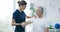 Healthcare, woman physiotherapist and working with senior male patient or doctor help elderly or muscle pain and in the