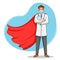 Healthcare worker Doctor in Superhero costume showing their powerful contribution towards society