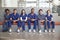 Healthcare workers sitting in a modern hospital, low angle