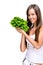 Healthful eating-Beautiful fit woman holding a salad