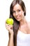 Healthful eating-Beautiful natural woman holds an apple