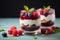 Healthful fusion Homemade raspberry and blueberry yogurt with crunchy granola