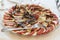 Healthy appetizer - caprese salad with tomato and mozzarella, italian food of mediterranean diet