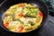 Healthy asparagus omelette. Eggs omelet with asparagus, tomatoes, and cheese