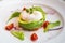 Healthy avocado poached eggs breakfast set