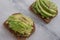 Healthy avocado toast. Mashed avocado on whole grain rye bread