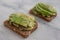 Healthy avocado toast. Mashed avocado on whole grain rye bread