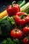 healthy background fresh close-up vegetable organic water vegetarian green drop health food. Generative AI.