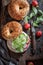 Healthy bagel with radish and cottage cheese for quick lunch