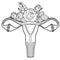 Healthy Beauty Female Reproductive System Made of Blossom Flowers. Vector coloring for adult