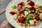 Healthy Beet Salad with chickpeas, pistachios nuts, feta cheese