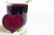 Healthy beetroot with heart shape and juice