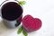 Healthy beetroot with heart shape and juice