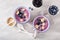 Healthy berry smoothie bowl with banana and sesame seed