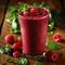 Healthy berry smoothie with spinach, raspberry and blackberry