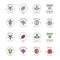 Healthy bio cosmetics oil linear logos. Organic cosmetics ingredients icons set