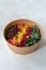 Healthy Black Rice Protein Salad with Turmeric Chickpea, Kale, Cherry Tomatoes / Forbidden rice or Oryza Sativa