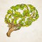 Healthy brain concept illustration. Tree and leaves in form of brain. Hand draw helthy conceptual brain illustration