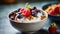 Healthy Breakfast Bliss: Oatmeal, Yogurt, and Berries - Generative AI