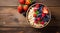 Healthy breakfast a bowl with fresh fruits and oats