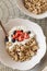 Healthy breakfast concept. Topview image of granola with berries