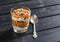 Healthy Breakfast - cottage cheese with granola and papaya puree