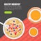 Healthy Breakfast Landing Page Template, Top View of Traditional Oatmeal with Berries Web Page, Homepage Vector