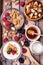 Healthy breakfast with low-fat yogurt, cereals, fresh berries, nuts and honey