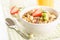 Healthy breakfast with muesli (cereal with fruits, berries, nuts